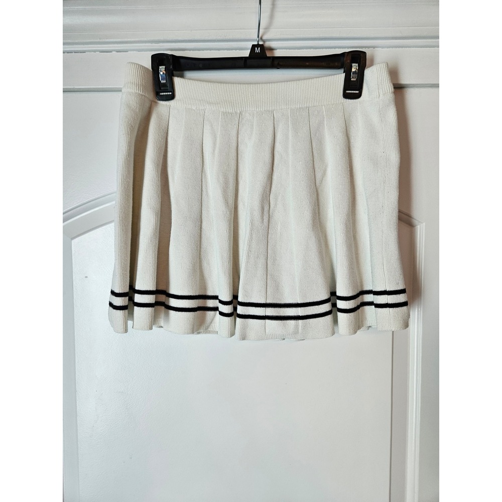 Sincerely Jules Tennis Prep Skort Large White Knit Pleated Varsity Mini Skirt